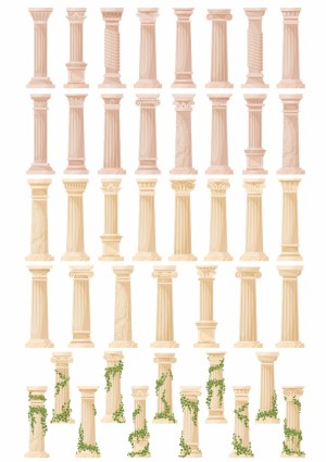 Collection of Classical and Ornate Greek and Roman Columns Free Vector