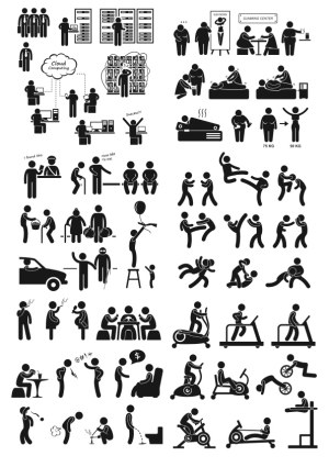 Various Human Activities and Situations Vector Icons Free Vector