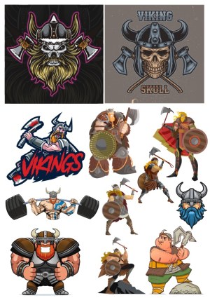 Collection of Viking Warrior Vector Illustrations and Logos Free Vector