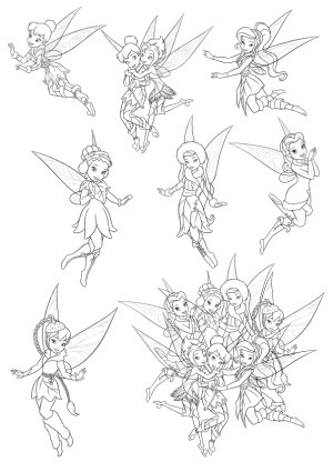 Black and White Fairy Line Art Collection Free Vector