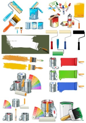 Vector Collection of Paint Supplies and Tools Free Vector