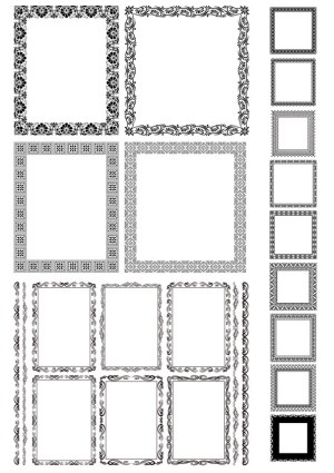 Collection of Decorative Black and White Ornate Square Borders Free Vector