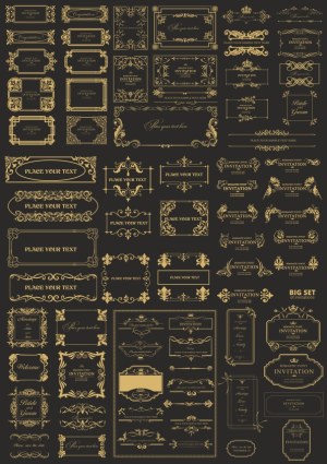 Elegant Vintage Invitation and Decorative Frame Vector Set Free Vector