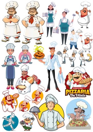 Cartoon Chef and Cook Characters Collection Free Vector