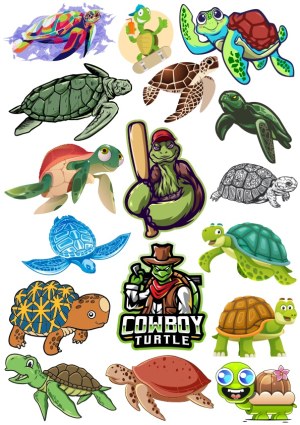 Collection of Cartoon and Realistic Turtle Vector Illustrations Free Vector