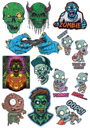Assorted Zombie and Undead Cartoon Vector Illustrations Free Vector