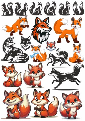 Cute and Stylized Fox Vector Collection Free Vector