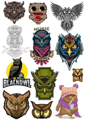 Collection of Stylized and Cartoon Owl Illustrations Free Vector