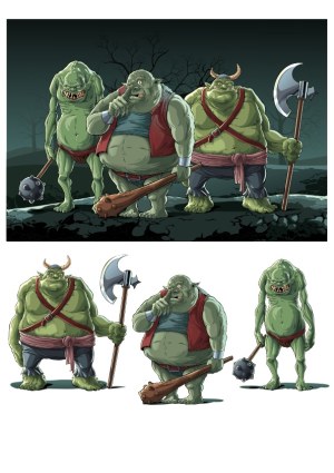 Fantasy Ogre Warriors with Weapons Vector Set Free Vector