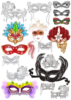 Elegant and Colorful Carnival Masks Collection Free Vector