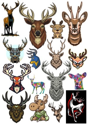 Deer and Antler Vector Illustrations Collection Free Vector