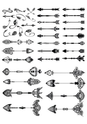 Decorative Vector Arrows and Feather Designs Collection Free Vector
