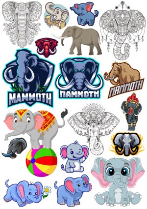 Elephant and Mammoth Vector Collection Free Vector