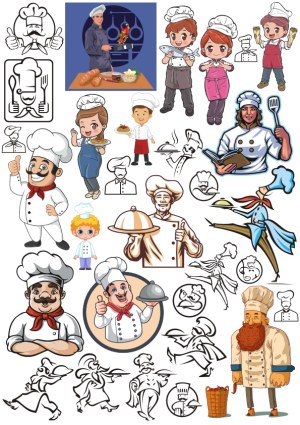 Chef Characters and Cooking Illustrations Collection Free Vector