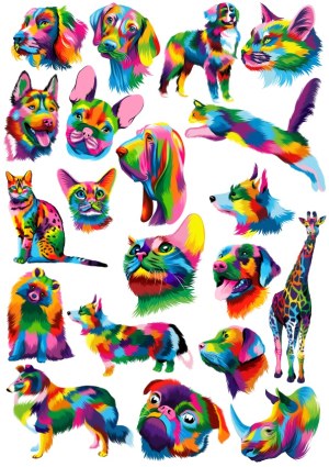 Colorful Pop Art Animal Portraits Vector Set Free Vector