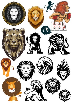 Set of Lion Vector Illustrations and Logos Free Vector