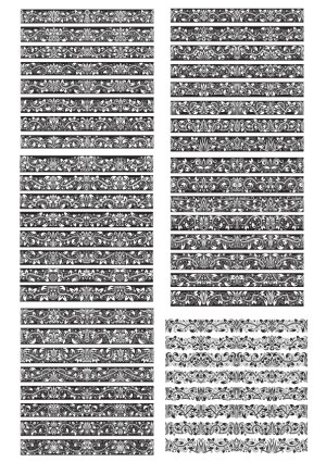 Ornamental Floral Border Patterns Set in Black and White Free Vector