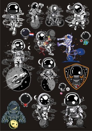 Fun Astronauts in Space Collection Free Vector