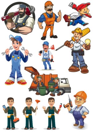 Collection of Vector Cartoon Workers and Tradesmen Free Vector