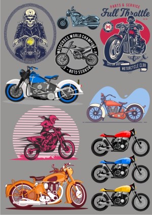 Motorcycle and Biker Vector Collection Free Vector
