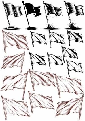 Set of Vintage Black and Brown Flag Illustrations Free Vector