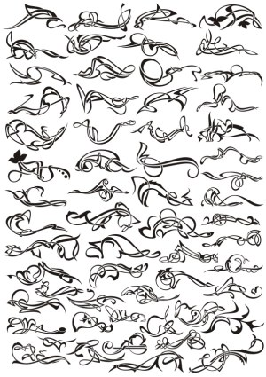 Abstract Black Tribal Style Ornament Vector Set Free Vector