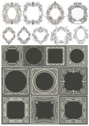 Ornate Victorian and Art Deco Frame and Border Vector Collection Free Vector