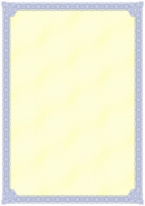 Decorative Blue Guilloche Certificate Border on Pale Yellow Background Free Vector