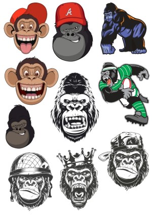 Gorilla and Monkey Character Vector Collection Free Vector