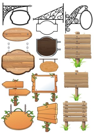 Decorative Vintage and Wooden Signboard Vector Set Free Vector