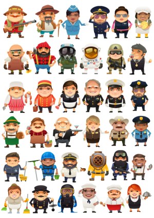 Set of Diverse Profession Characters Vector Illustration Free Vector