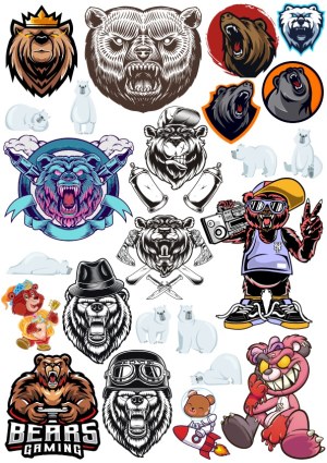 Diverse Bear-Themed Vector Illustrations and Mascots Free Vector