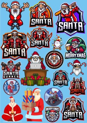 Collection of Modern Santa Claus Mascot and Character Vectors Free Vector