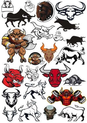 Collection of Bull and Minotaur Vector Illustrations Free Vector