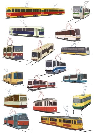 Collection of Various Tram and Trolleybus Vector Illustrations Free Vector