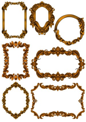 Set of Ornate Vintage Decorative Frames with Floral Scrollwork Free Vector