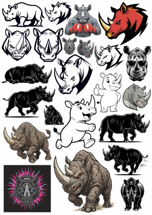 Rhino Vector Illustrations and Mascots Collection Free Vector