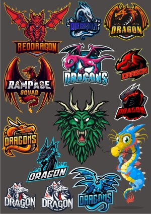Collection of Colorful Dragon Mascot Logos Free Vector