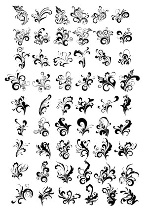 Ornamental Floral Vector Swirls Collection Free Vector