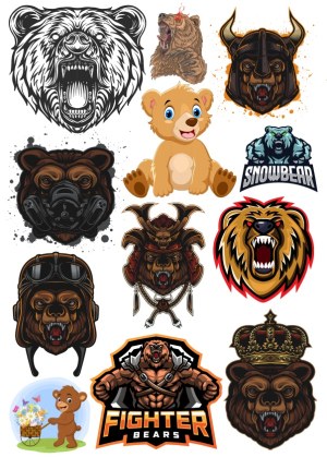 Collection of Bear-Themed Vector Illustrations and Mascots Free Vector
