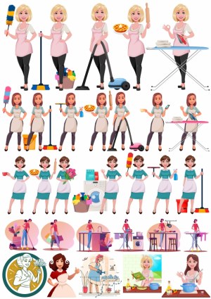Cleaning and Household Chores Vector Illustrations Free Vector