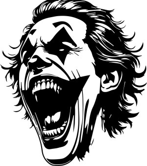 Black and White Joker Face Vector Illustration Free Vector