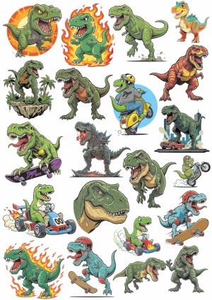 Cartoon Tyrannosaurus rex Dinosaur Vector Illustrations Free Vector