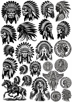 Native American Chief Headdress Vector Collection Free Vector
