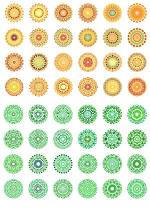 Set of Colorful Mandala Patterns in Warm and Green Tones Free Vector