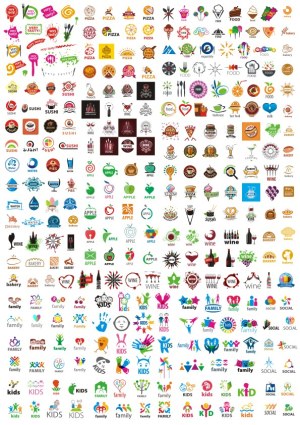 Collection of Food, Drink, Family, Kids, and Social Vector Icons Free Vector