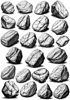 Hand-Drawn Detailed Rock Collection Vector Free Vector