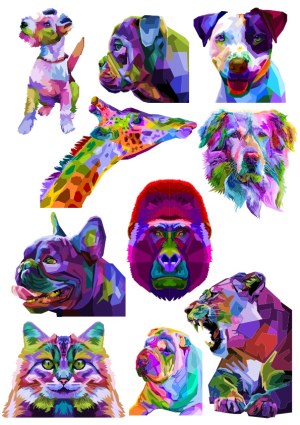 Colorful Geometric Animal Portraits Vector Set Free Vector