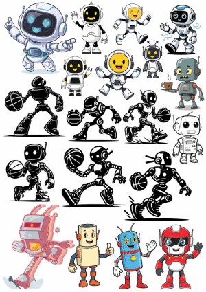 Cute and Playful Robot Characters Collection Free Vector