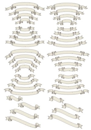 Set of Vintage Blank Ribbon Banners in Various Styles and Shapes Free Vector